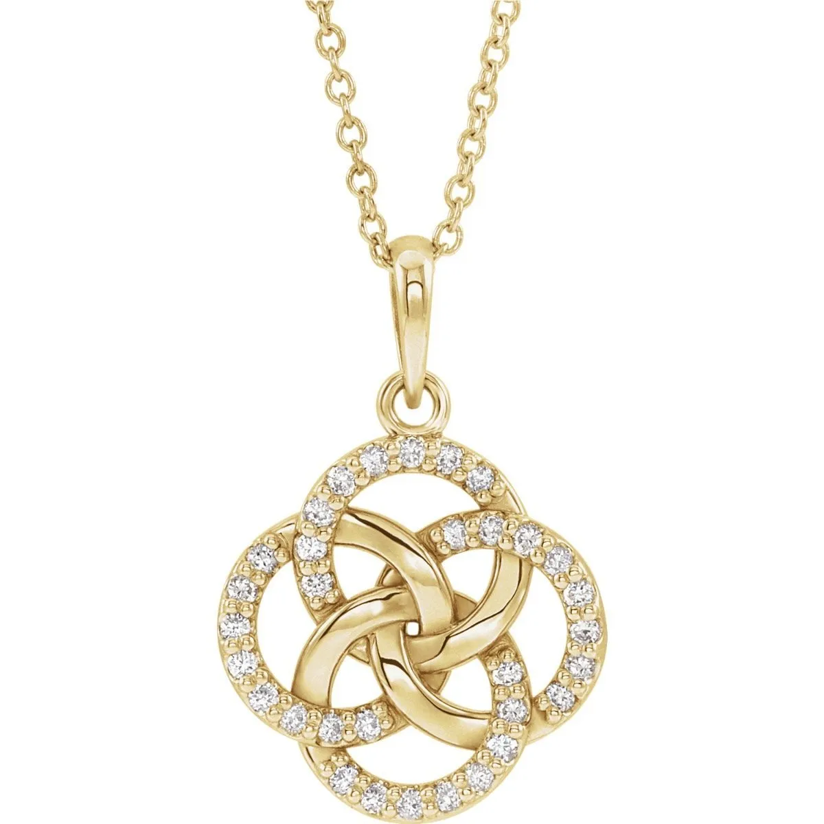 14KT GOLD 1/8 CTW DIAMOND FIVE-FOLD CELTIC NECKLACE