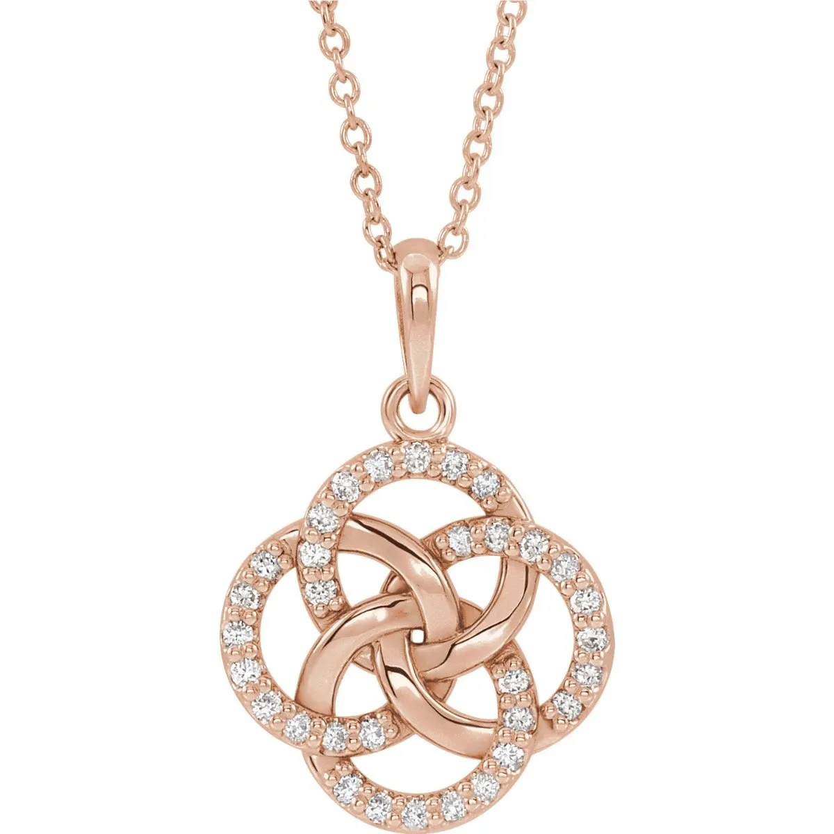 14KT GOLD 1/8 CTW DIAMOND FIVE-FOLD CELTIC NECKLACE