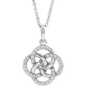 14KT GOLD 1/8 CTW DIAMOND FIVE-FOLD CELTIC NECKLACE