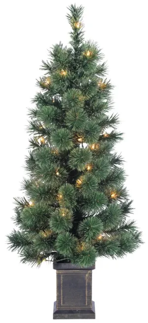 3.5' Mixed Cashmere Pre-Lit Potted Artificial Foyer Tree