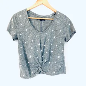 Abercrombie & Fitch Grey Star Print Front Twist Tee- Size S