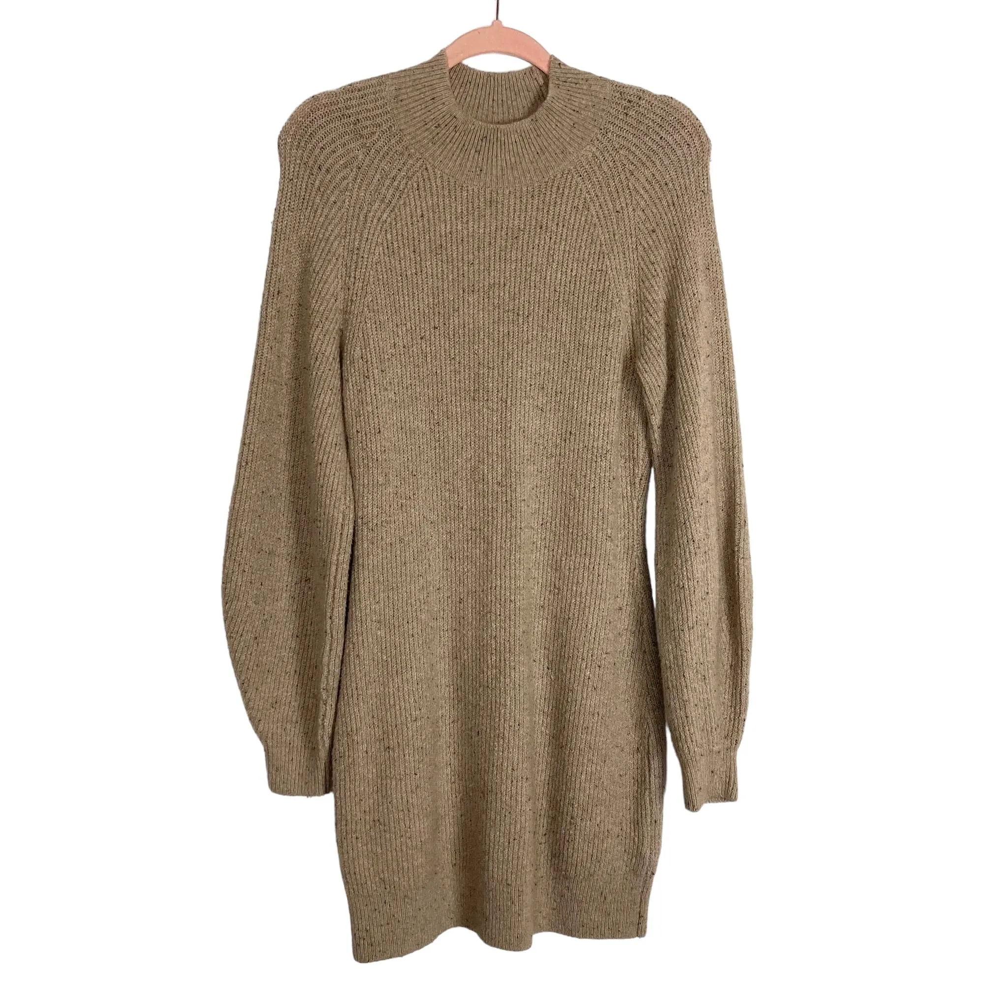 Abercrombie & Fitch Tan Speckled Mock Neck Sweater Dress NWT- Size M