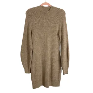 Abercrombie & Fitch Tan Speckled Mock Neck Sweater Dress NWT- Size M