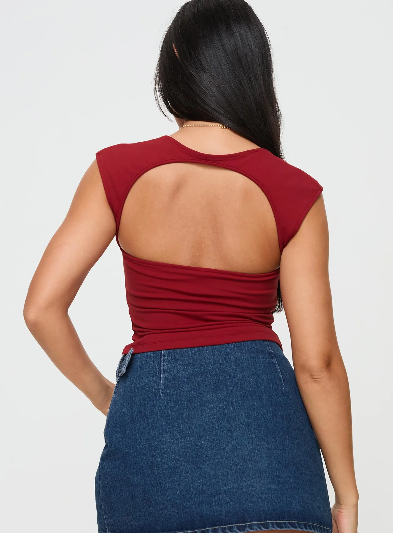 Adella Cap Sleeve Top Red