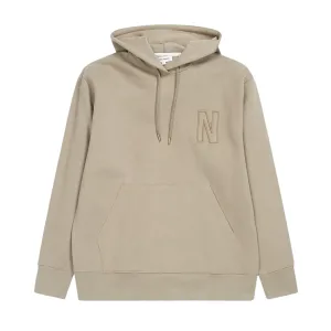 Arne Relaxed Fleece N Logo Hoodie Sand