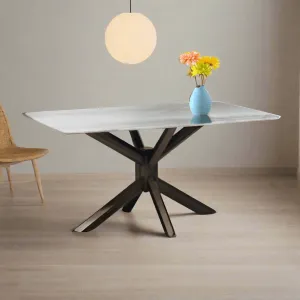 Brighton Wooden Dining Table with Crystalised Stone Top (160cm)