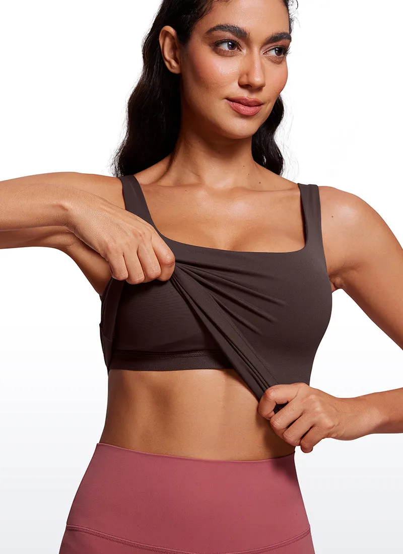 Butterluxe Waist Length Built-in Bra Tanks U Neck