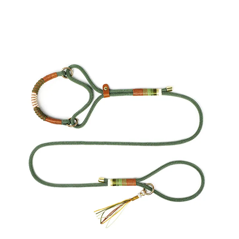 Hand-knitted Braided Rope No Pull Dog Training All in One Leash