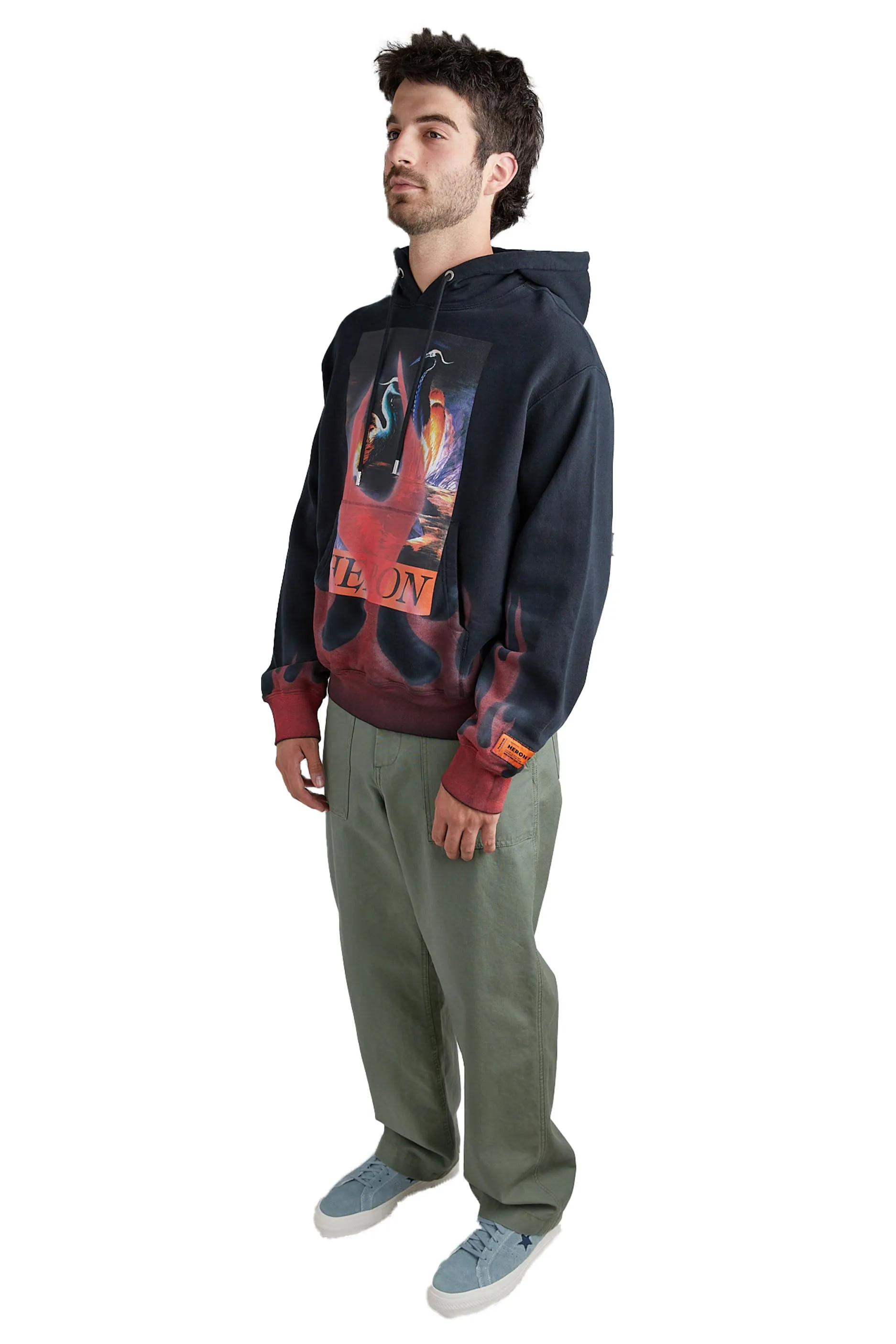 Heron Preston Heron Times Flamed Hoodie 'Black/Red'