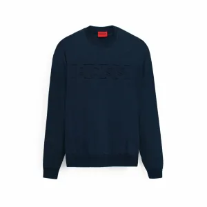 HU - Men 'Navy' Boss Embossed Logo Fleece Sweatshirt HU601