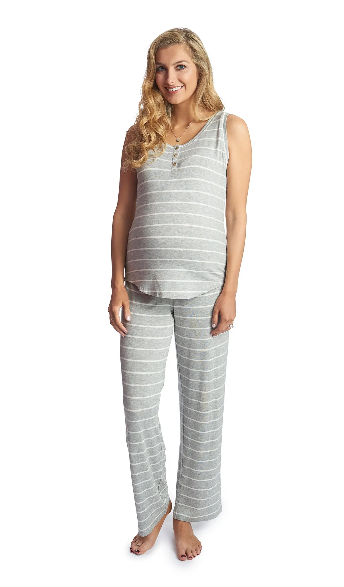 Joy 2-Piece Heather Grey Stripe