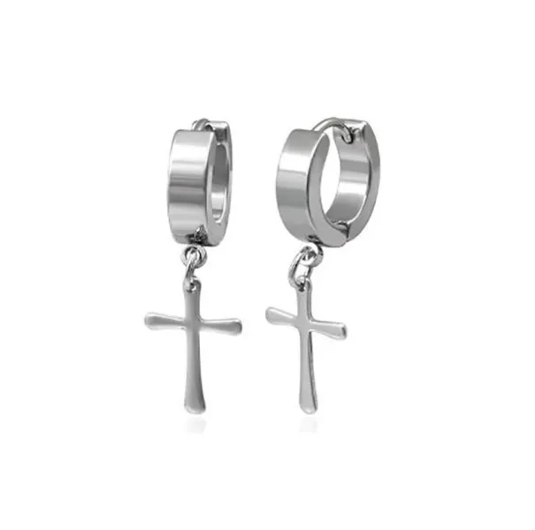 Korean version of titanium steel cross pendant earrings 316L stainless steel earrings men's earrings