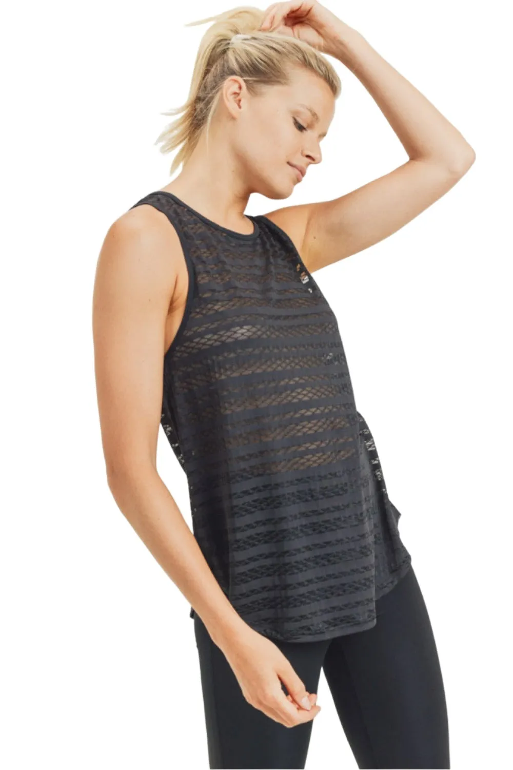 Mono B Lattice Open Back Mesh Tank AT2910