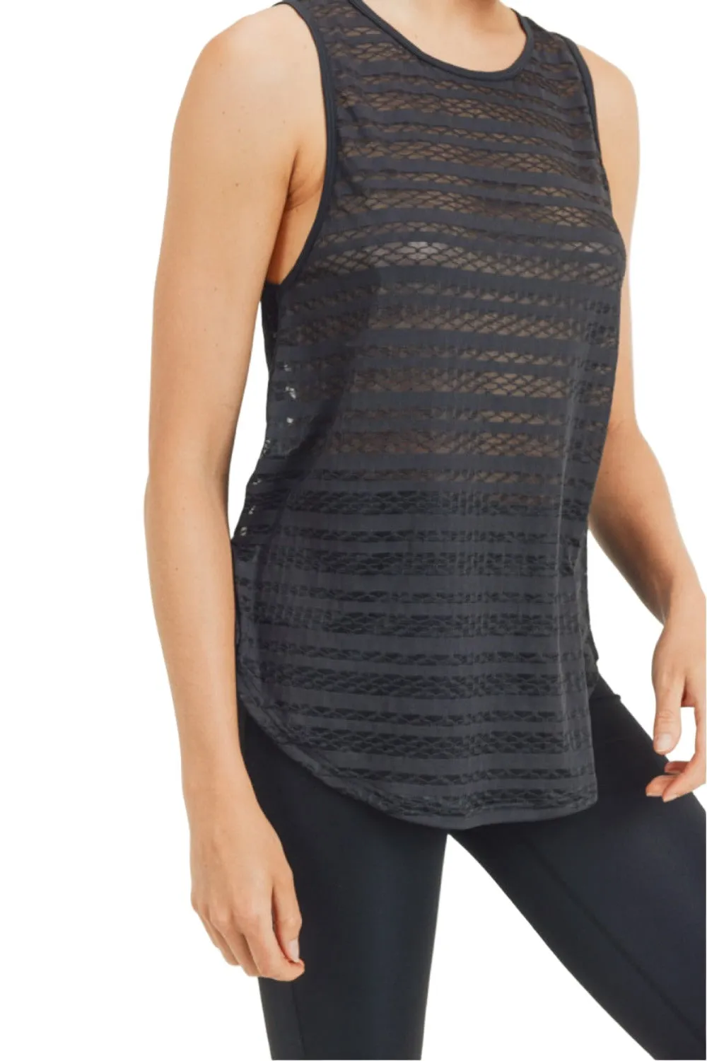 Mono B Lattice Open Back Mesh Tank AT2910