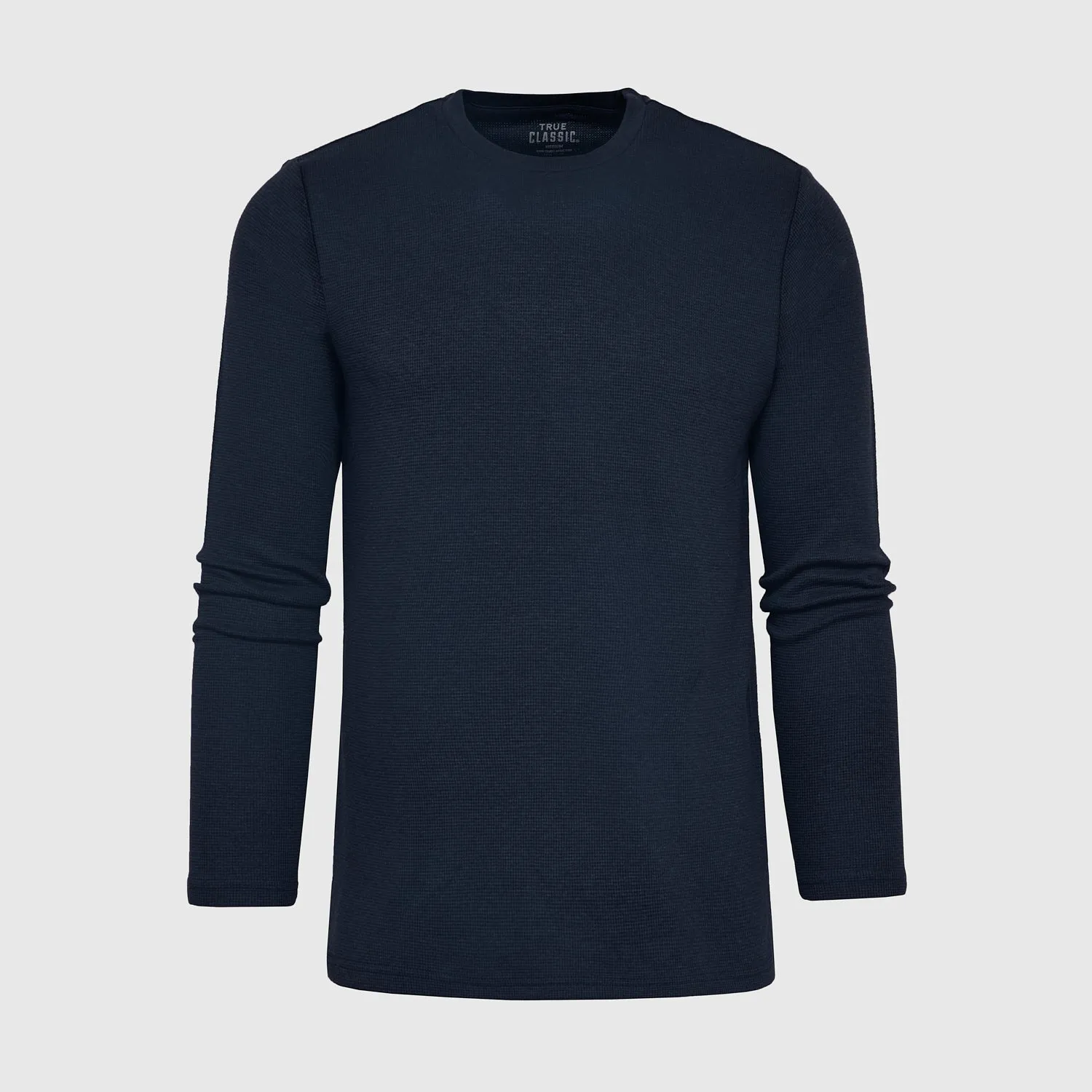 Navy  Waffle Long Sleeve Crew Neck