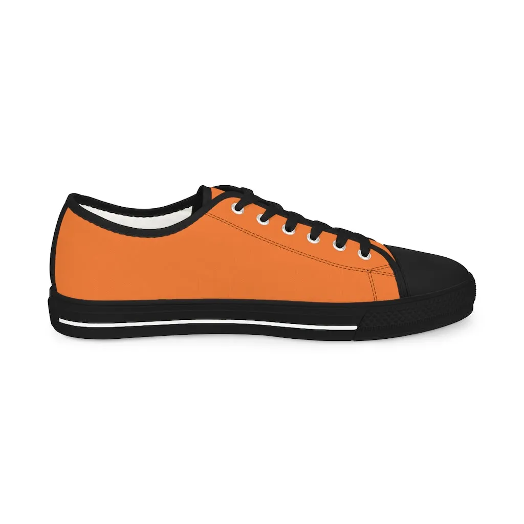 Orange Color Men's Sneakers, Best Solid Orange Color Men's Low Top Sneakers Running Canvas Shoes