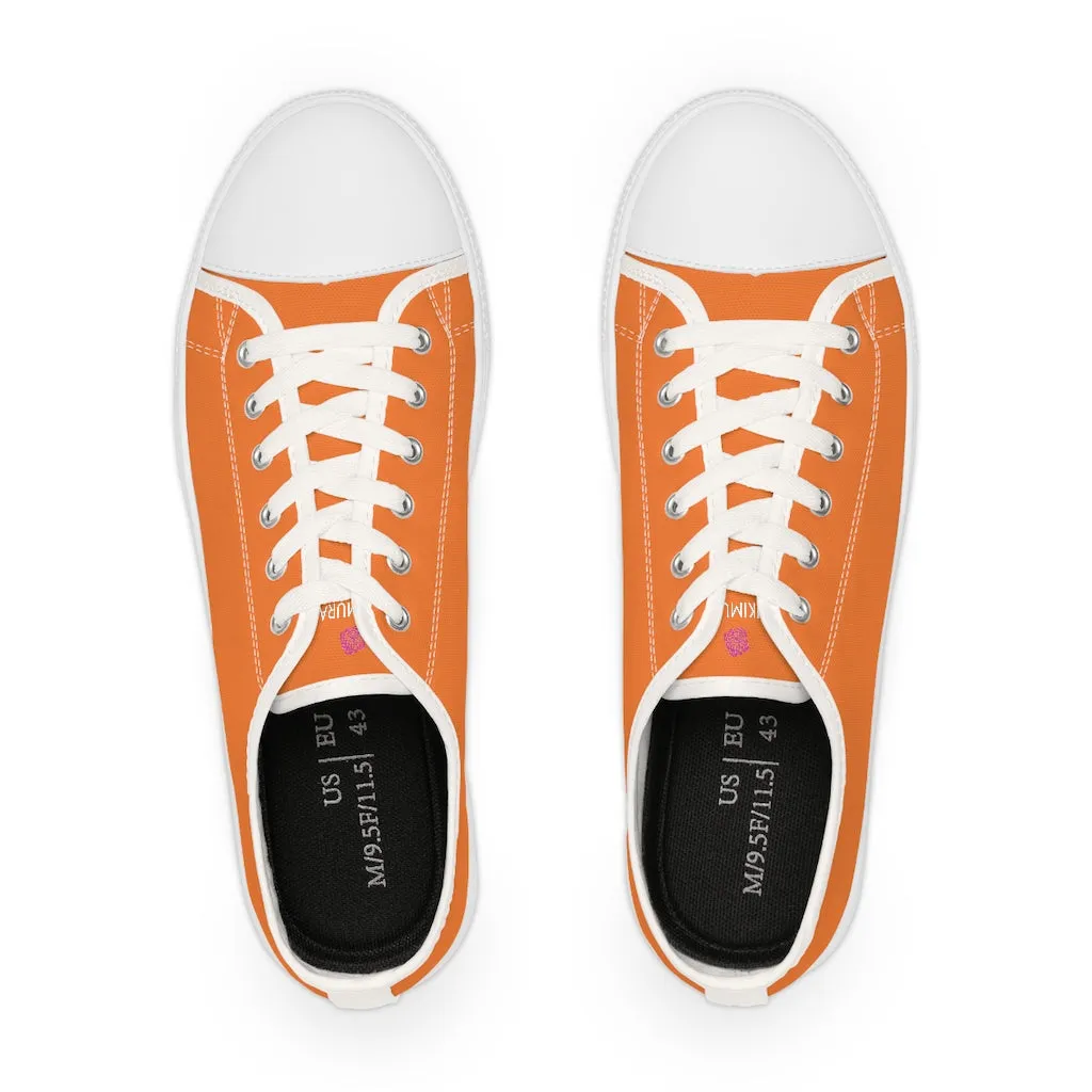 Orange Color Men's Sneakers, Best Solid Orange Color Men's Low Top Sneakers Running Canvas Shoes